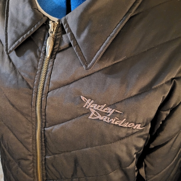 Harley Davidson Black Silky Quilted Puffer Style Jacket sz 1W - Picture 5 of 14